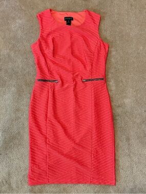 Enfocus Studio Sleeveless Coral Orange Textured Sheath Dress